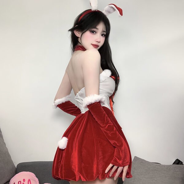 Sexy Bunny Cosplay Costume New Year Outfits Plush Strapless Dress Role Play Nightwear Christmas Party Club Suit