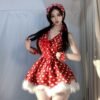 Sexy Polka Dot French Fairy Halter Nightdress – Fluffy Lace Hem, New Year Temptation Edition-Wearable Outdoors