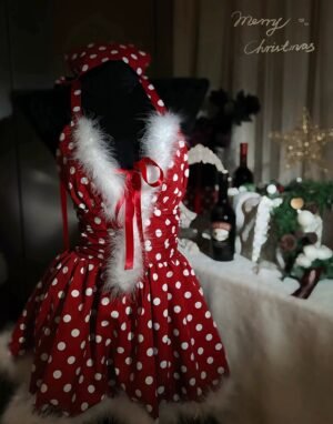 Sexy Polka Dot French Fairy Halter Nightdress – Fluffy Lace Hem, New Year Temptation Edition-Wearable Outdoors