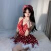 Sexy Polka Dot French Fairy Halter Nightdress – Fluffy Lace Hem, New Year Temptation Edition-Wearable Outdoors